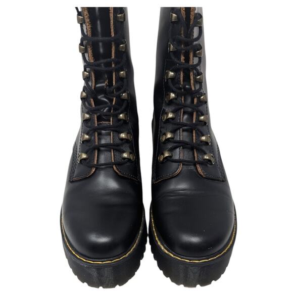 Dr. Martens Leona Black Leather Platform Boots Women’s 10 EU 42 Chunky Lug - Picture 3 of 8